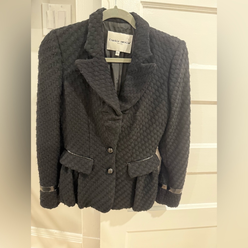 Frankie Morello Italian Black Textured Blazer